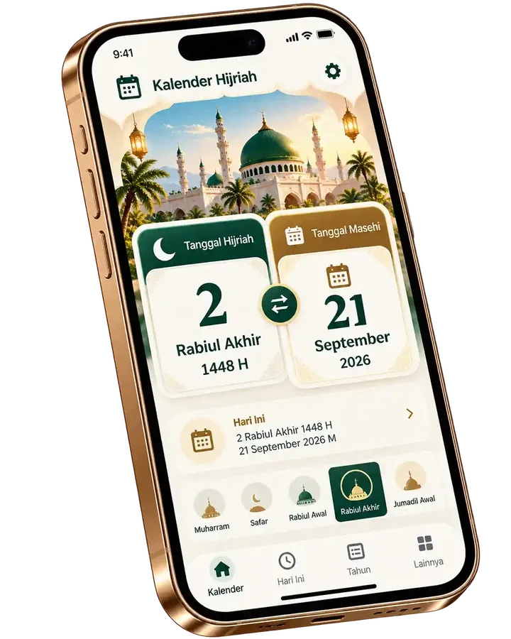 Tanggal hijriah hari ini berdampingan dengan tanggal masehi dengan ikon konverter